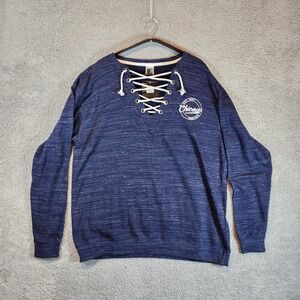 Chicago Windy City Laced Neck Pullover Womens XXL Boho Long Sleeve Blue New‎